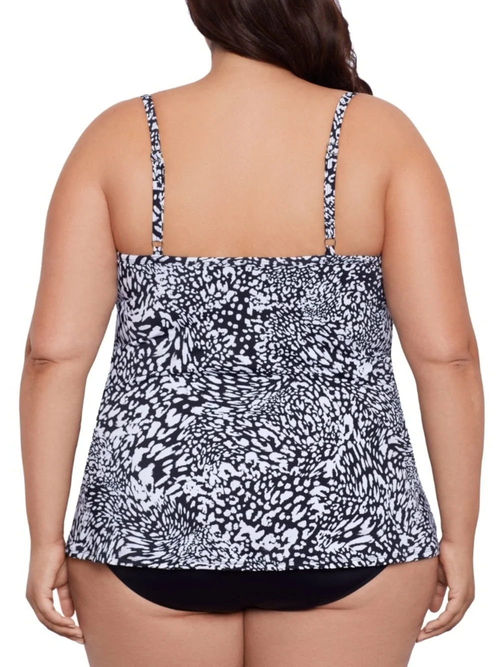 Swim Solutions Plus Size Printed Flyaway Fauxkini One Piece - Leopard Swirl - Picture 3 of 3